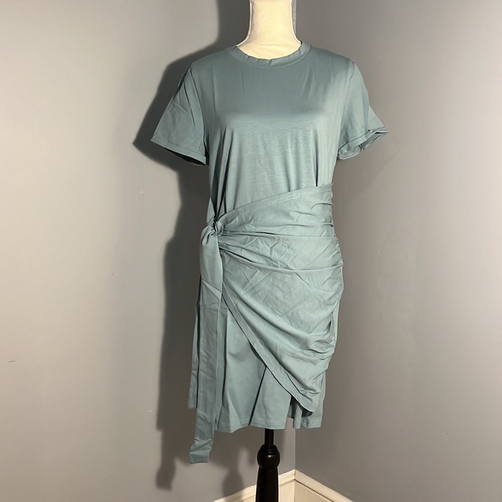 MEROKEETY dusty blue tshirt dress NWT size L
